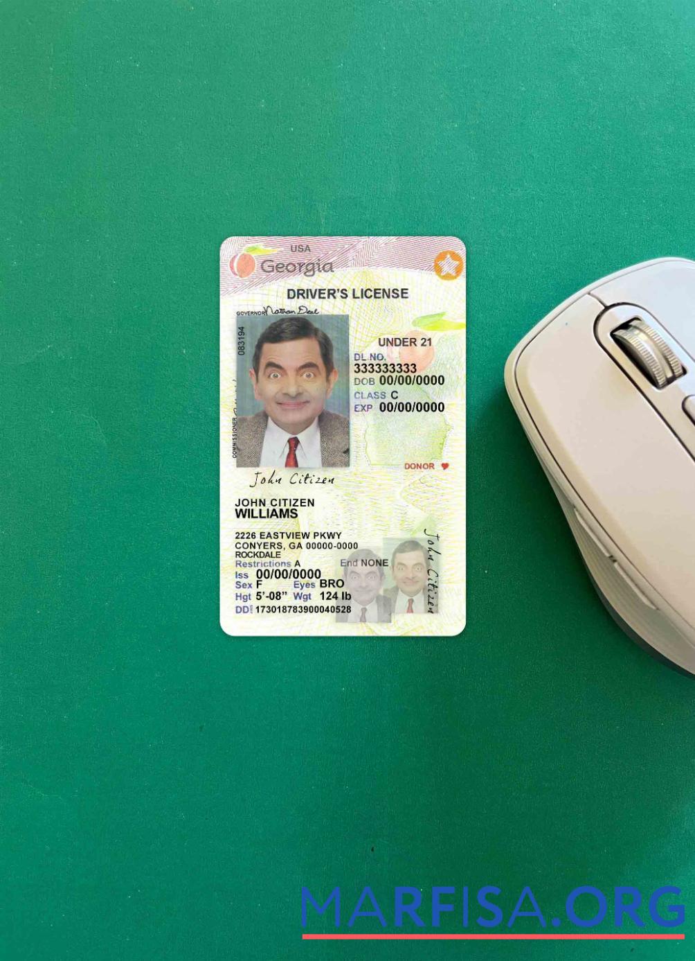 Printable USA Georgia driving license under 21 2017 2019 photolook real example